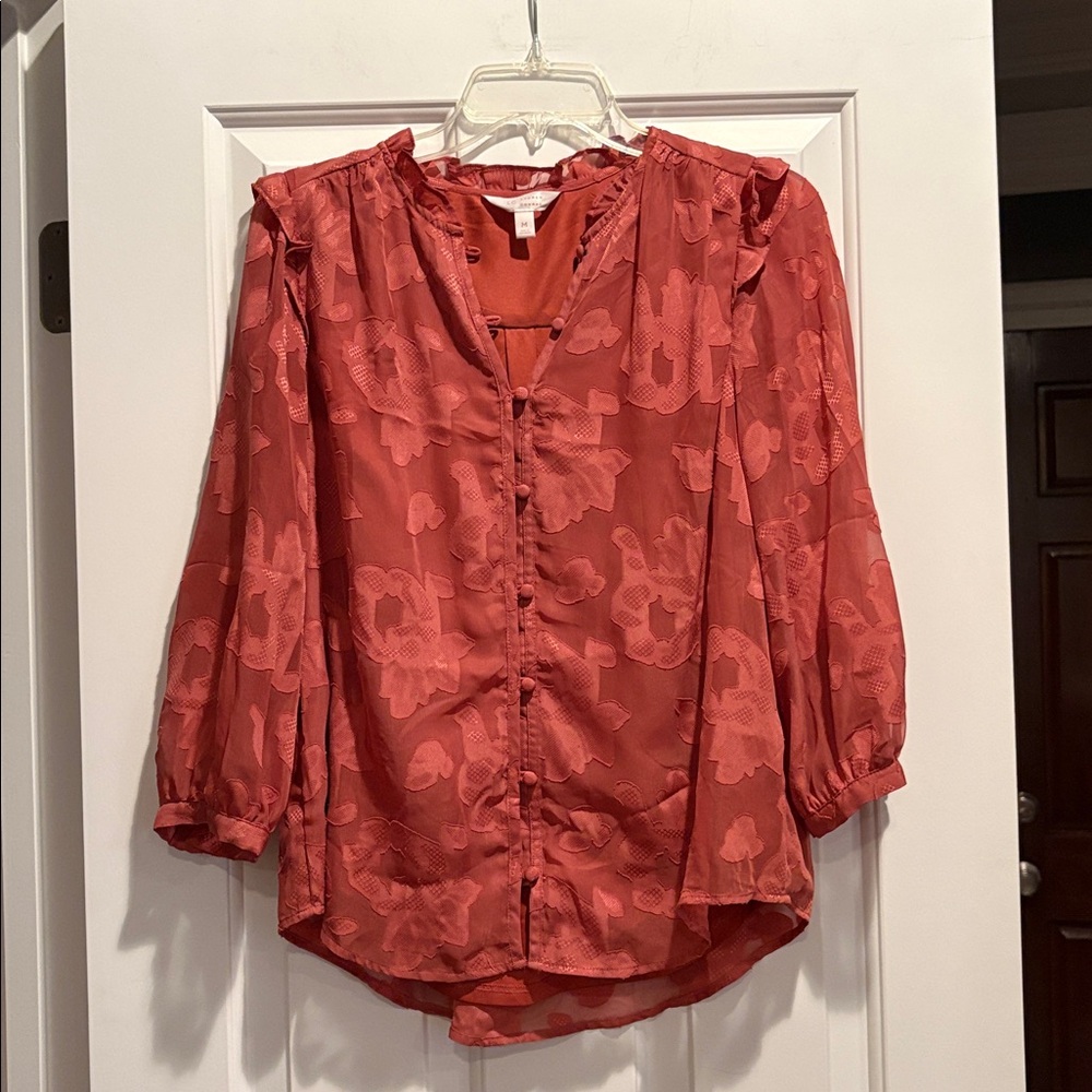 Lauren Conrad pink floral blouse, excellent condition, size M